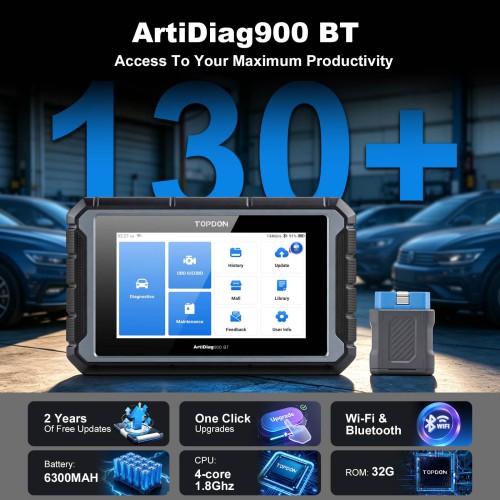 TOPDON ArtiDiag 900BT AD900BT OBD2 Scanner Bi-directional Full System Diagnostic Tool with 2-Year Updates,ECU Coding 28+ Services