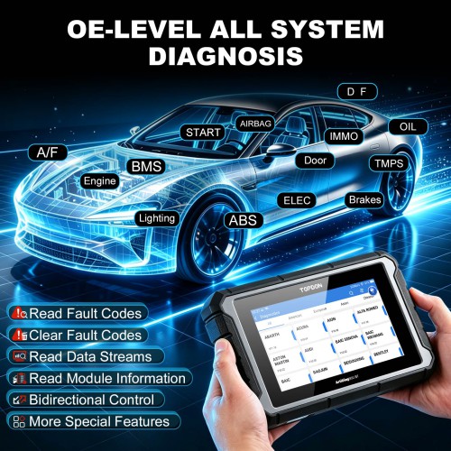 TOPDON ArtiDiag 900BT AD900BT OBD2 Scanner Bi-directional Full System Diagnostic Tool with 2-Year Updates,ECU Coding 28+ Services