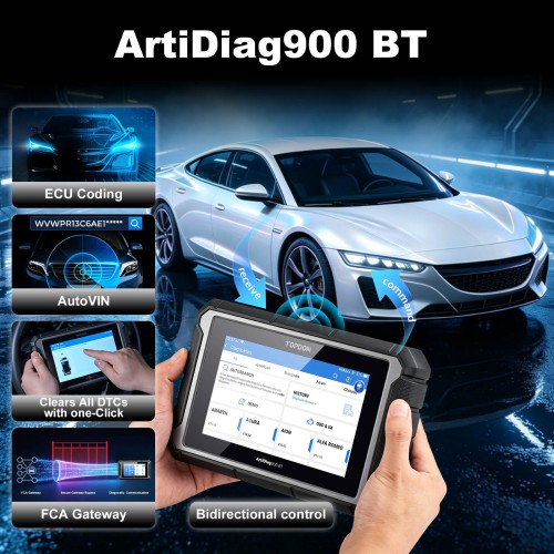 TOPDON ArtiDiag 900BT AD900BT OBD2 Scanner Bi-directional Full System Diagnostic Tool with 2-Year Updates,ECU Coding 28+ Services