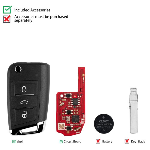 5pcs/lot XHORSE XEDM24EN Second Generation Super Remote MQB Style 3 Buttons