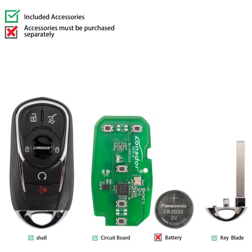LONSDOR BU30-03 Remote Key 6 Buttons Supports ID46 ID49 ID4A 315MHz 433.92MHz for Buick