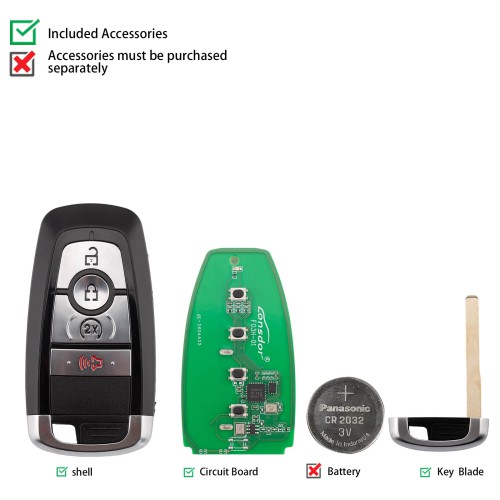 LONSDOR FO3H-05 High Frequency Remote Key for Ford Supports ID46 ID49, 868/902MHZ