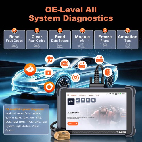 THINKCAR THINKSCAN 689BT Support CAN-FD & DoIP, OE-Level Full System Diagnostic, 35+ Maintenance Functions Lifetime Free Update