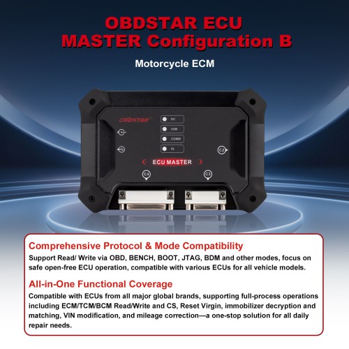 OBDSTAR ECU Master B Configuration for Motorcycle ECM Clone Support VlN Data ISN Read/Write Virgin Reset Checksum and Mileage Calibration