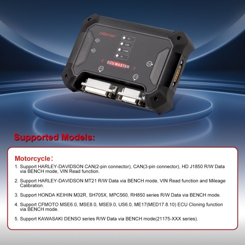 OBDSTAR ECU Master B Configuration for Motorcycle ECM Clone Support VlN Data ISN Read/Write Virgin Reset Checksum and Mileage Calibration