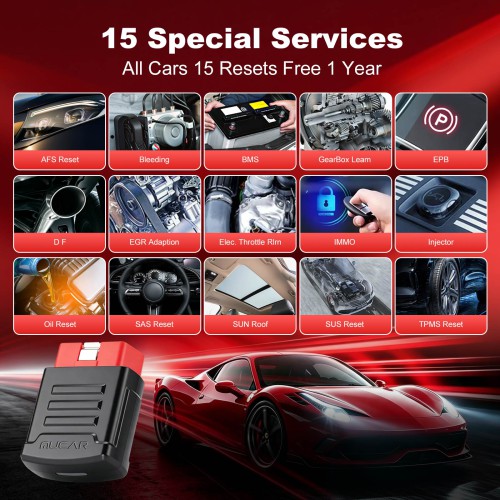 THINKCAR MUCAR BT200 Pro OBD2 Scanner Supports 15 Reset Services, Full OBD2 Functions, IOS/Android Bluetooth, 12 Languages