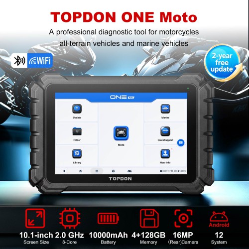 TOPDON ONE Moto Diagnostic Scanner for Motorcycles, ATVs and Marine Vehicles, 2 Years Free Updates, 45 Languages