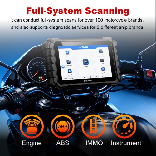 TOPDON ONE Moto Diagnostic Scanner for Motorcycles, ATVs and Marine Vehicles, 2 Years Free Updates, 45 Languages