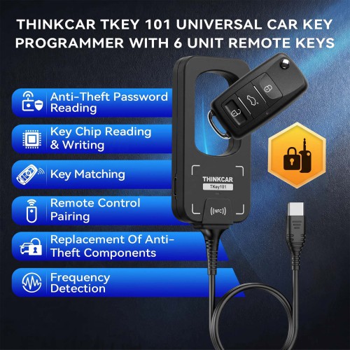 THINKCAR TKEY101 with Super Chip Car Key Programmer Immobilizer Matching Tool Lifetime Free Update