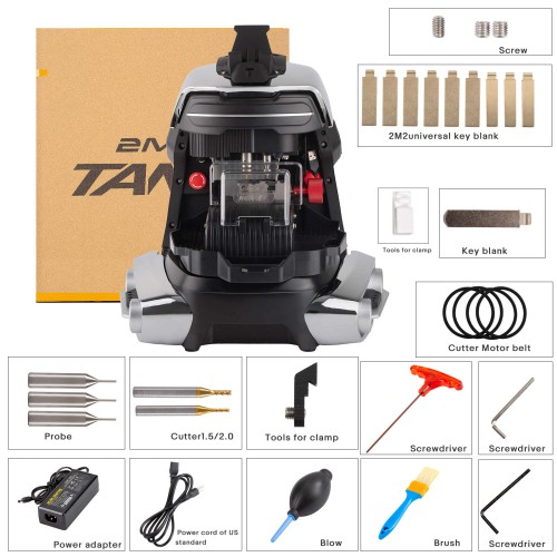 [US/UK/EU Ship] [With Battery] 2M2 TANK 2 Pro CNC Key Cutting Machine Add House Keys Mul-T-lock Dimple Multi-point Keys Mobile APP Control