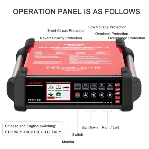 LAUNCH PFP-100 Inverter Intelligent Programming Charge Power Supply for All Types of Vehicles, Cars, Trucks, Boats, Tractors, Buses