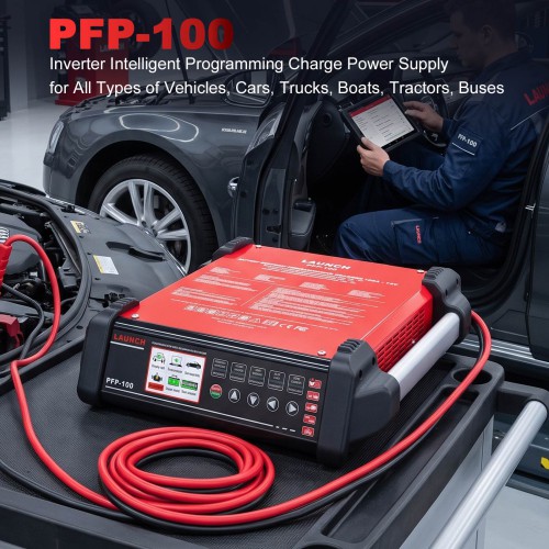 LAUNCH PFP-100 Inverter Intelligent Programming Charge Power Supply for All Types of Vehicles, Cars, Trucks, Boats, Tractors, Buses
