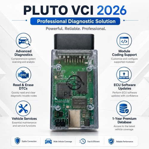 Pluto JLR VCI 2026 with 1 Year Software License and Premium Database for Land Rover Jaguar 2017-2026