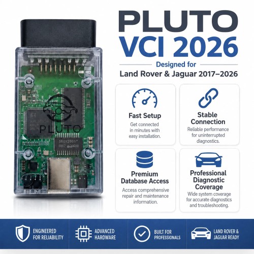 Pluto JLR VCI 2026 with 1 Year Software License and Premium Database for Land Rover Jaguar 2017-2026