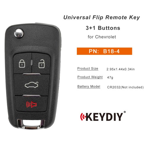 5pcs/lot KEYDIY KD B18-4 Universal Flip Remote Key 3+1 Buttons for Chevrolet Type
