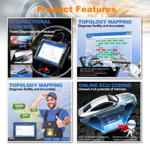 TOPDON Phoenix XLink Scan Tool, ECU Programming, Online ECU Coding Topology Mapping, 41 Services, Bi-Directional Scanner, Guided Function, CAN FD/DoIP