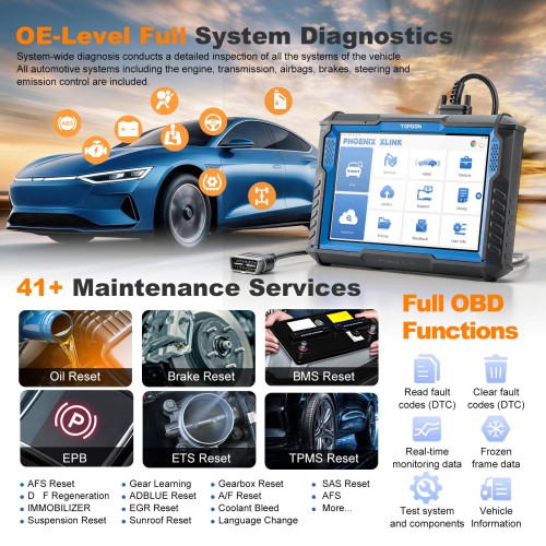 TOPDON Phoenix XLink Scan Tool, ECU Programming, Online ECU Coding Topology Mapping, 41 Services, Bi-Directional Scanner, Guided Function, CAN FD/DoIP