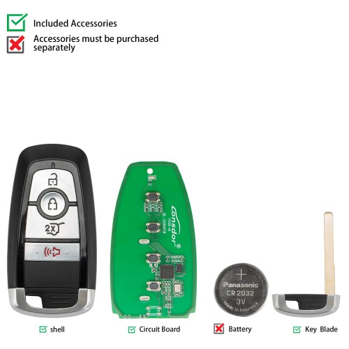 LONSDOR FO30 Series Smart Key FO30-06 Low Frequency 315/433 MHz 4 Buttons for Ford