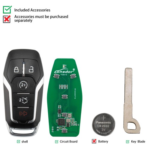 LONSDOR FO3H Series Smart Key FO3H-13 Supports ID46 ID49 High Frequency 902/868MHZ 5 Buttons for Ford