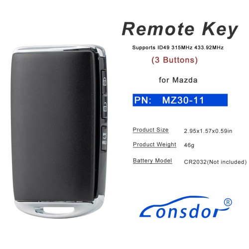 LONSDOR MZ30-11 Remote Key Supports ID49 315MHz 433.92MHz for Mazda