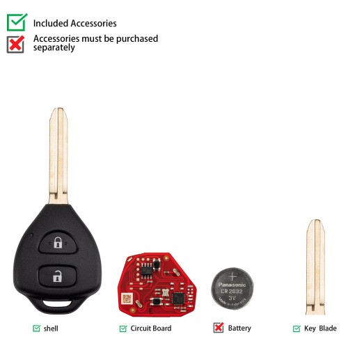 XHORSE XKTO25EN for Toyota Models 2 Buttons Triangle Second Generation Wired Remote 5pcs/lot