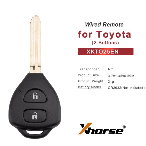 XHORSE XKTO25EN for Toyota Models 2 Buttons Triangle Second Generation Wired Remote 5pcs/lot