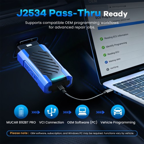 THINKCAR MUCAR 892BT PRO Bluetooth Diagnostic Scanner with AI Function, ECU Coding, Supports CANFD & DOIP & J2534, 35 Reset Functions,Topology Mapping