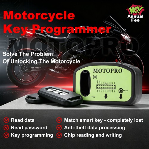 [No annual fee] MOTOPRO PC-based Motorcycle Key Programmer Supports Transponder Read/write, PIN Code Calculation, Key Programming