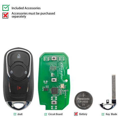LONSDOR BU30-01 Remote Key 3 Buttons Supports ID46 ID49 ID4A 315MHz 433.92MHz for Buick