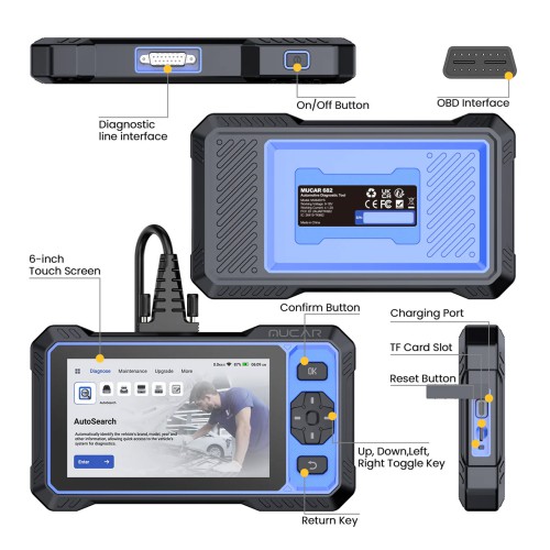 THINKCAR MUCAR 682 AI Intelligent Diagnostic Scanner, Supports CAN FD & FCA AutoAuth, 20+ Reset Functions