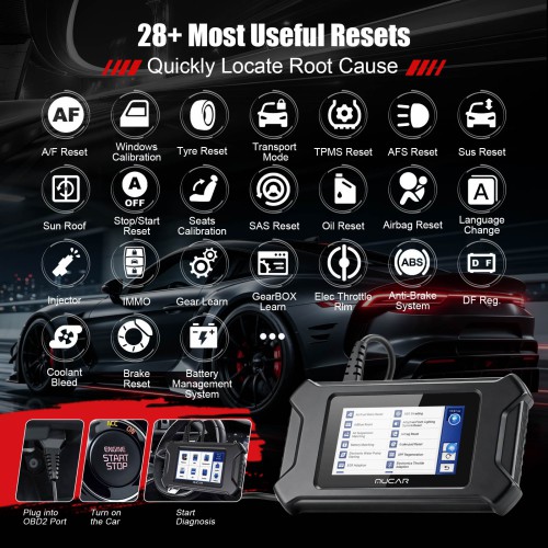 THINKCAR MUCAR CS90 Diagnostic Scanner Supports Engine System Diagnoses, 28 Reset Service Functions, ECM Diagnosis,  Full OBDII Diagnostics