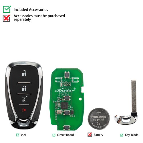 LONSDOR CL30-05 Remote Key 4 Buttons Supports ID46 ID49 ID4A 315MHz 433.92MHz for Chevrolet