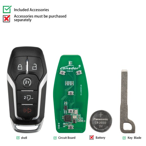 LONSDOR FO3H Series Smart Key FO3H-17 Supports ID46 ID49 High Frequency 902/868MHZ 5 Buttons for Ford