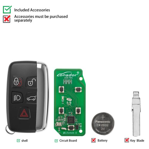 5pcs/lot LONSDOR Universal Smart Key 315MHz /433MHz 2-in-1 For Land Rover & For Jaguar 2010-2018