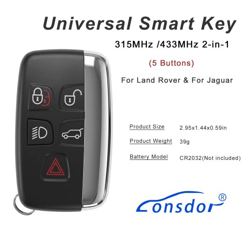 5pcs/lot LONSDOR Universal Smart Key 315MHz /433MHz 2-in-1 For Land Rover & For Jaguar 2010-2018