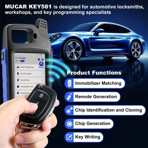 THINKCAR MUCAR KEY581 Key Programmer and Full OBD2 Diagnostics 9 Maintenance Functions Battery & Electrical Test CAN FD