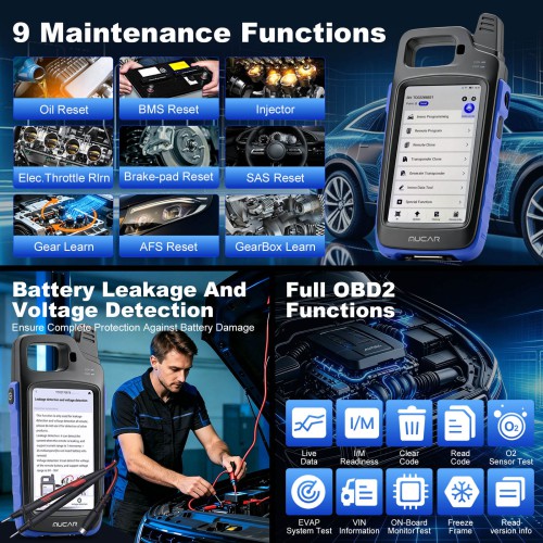THINKCAR MUCAR KEY581 Key Programmer and Full OBD2 Diagnostics 9 Maintenance Functions Battery & Electrical Test CAN FD