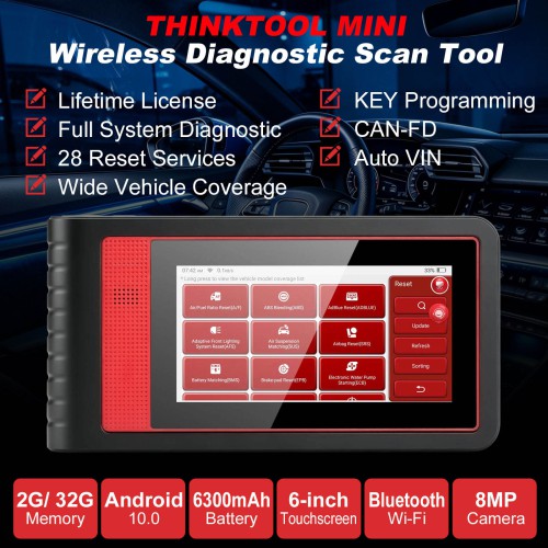 THINKCAR THINKTOOL MINI OE-level Full System Diagnostic 28 Reset Wireless/Bluetooth Connection Lifetime Free Update