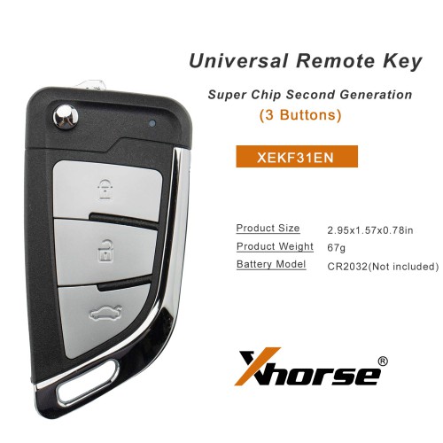 5pcs/lot XHORSE XEKF31EN Knife II Style with Super Chip Second Generation Universal Remote Key (XT57B - Foldable 3-Button)