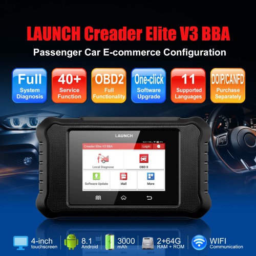 LAUNCH X431 Creader Elite BBA V3.0 OBD2 Scanner for Audi/Benz/BMW, Full Systems Bi-Directional, Advanced ECU Coding  Auto VIN Scan Free Update