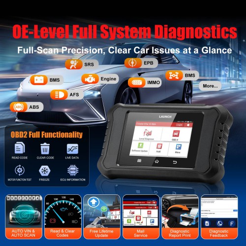 LAUNCH X431 Creader Elite BBA V3.0 OBD2 Scanner for Audi/Benz/BMW, Full Systems Bi-Directional, Advanced ECU Coding  Auto VIN Scan Free Update