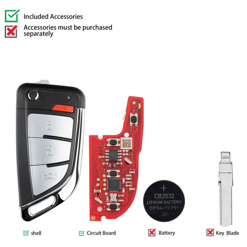 5Pcs/lot XHORSE XEKF30EN Knife II Style with Super Chip Second Generation Universal Remote Key (XT57B - Foldable 4-Button)