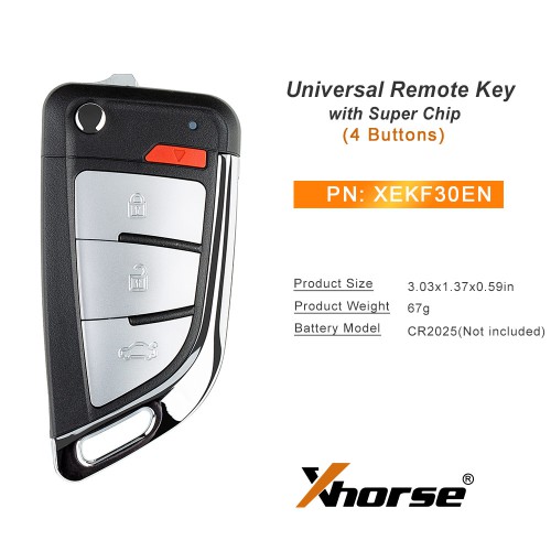 5Pcs/lot XHORSE XEKF30EN Knife II Style with Super Chip Second Generation Universal Remote Key (XT57B - Foldable 4-Button)