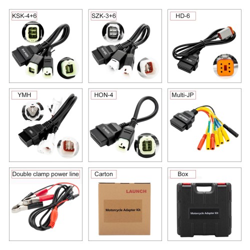LAUNCH Motorcycle Diagnostic Connector Kit V3 PN: 301181447 with 1-year Renewal Card