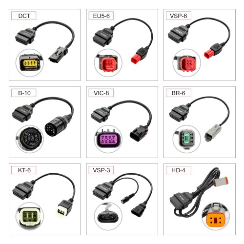 LAUNCH Motorcycle Diagnostic Connector Kit V3 PN: 301181447 with 1-year Renewal Card
