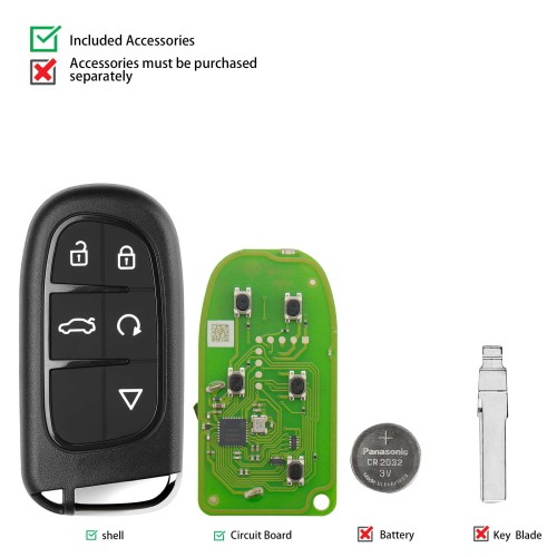 Xhorse XM38 Universal Smart Remote Key 5 Buttons Jeep Type 2 Style XSJP01EN 5pcs/lot