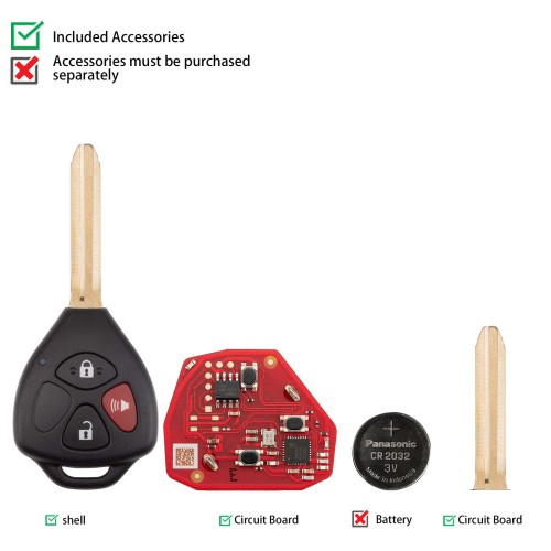 XHORSE XKTO24EN for Toyota Models Right 3 Buttons Triangle Second Generation Wired Remote 5pcs/lot
