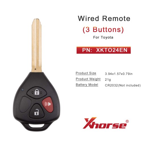 XHORSE XKTO24EN for Toyota Models Right 3 Buttons Triangle Second Generation Wired Remote 5pcs/lot