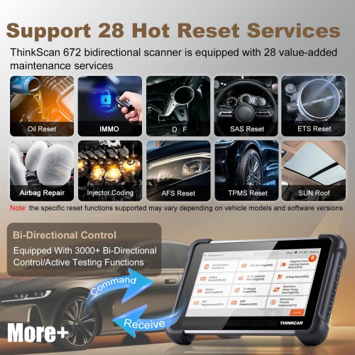THINKSCAN 672 Diagnostic Scanner Supports CAN-FD Protocol IMMO Key Matching 28+ Reset Functions, Lifetime free update