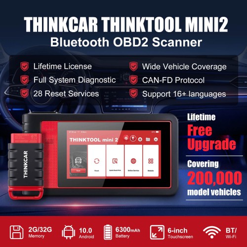 THINKCAR THINKTOOL MINI2 Full System Diagnostic Add CAN-FD, 16 Languages, 28 Maintenance Services